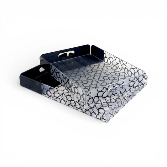 Acrylic 2 Piece Tray Set Black