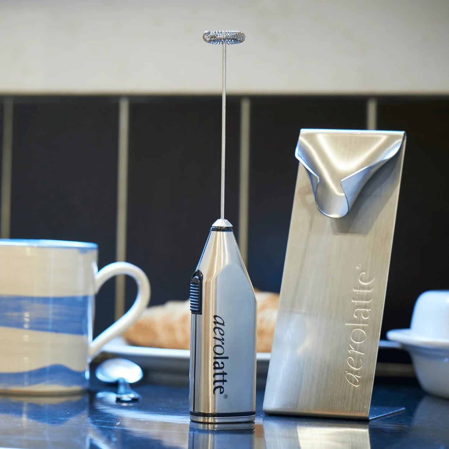 Aerolatte Professional Stainless Steel Milk Frother with Stand Silver