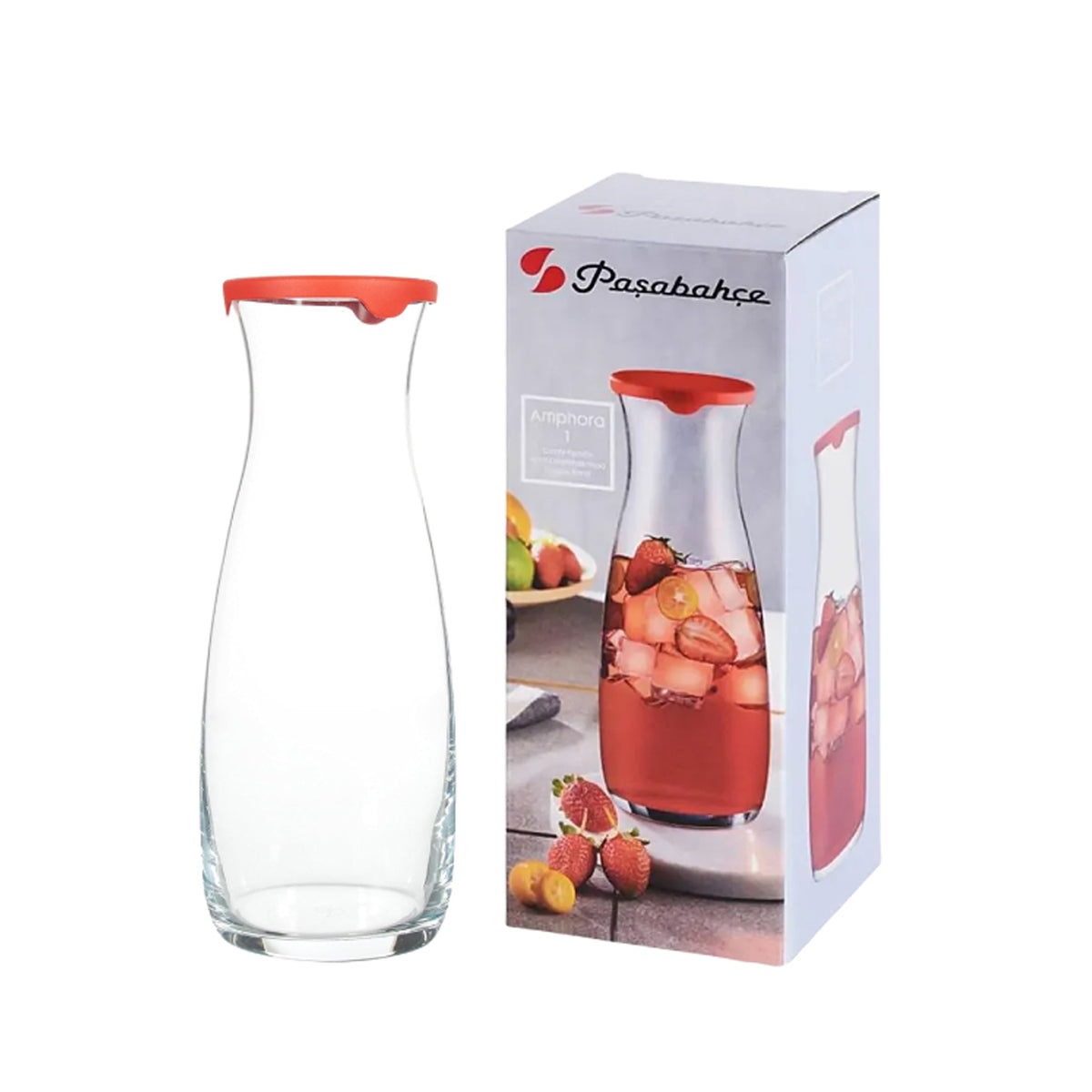 Pasabahce Amphora 1.18L Carafe with Red Lid