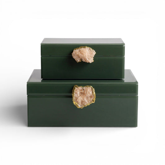 2 Piece Jewellery Box Set Green