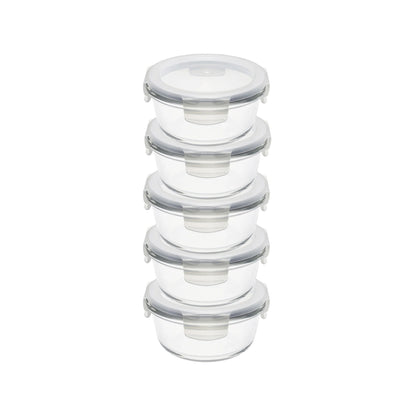Aqua 5 Piece 400ml Glass Food Storage Container Set Clear