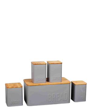 Aqua 6 Piece Storage Set With Bamboo Lid - Grey