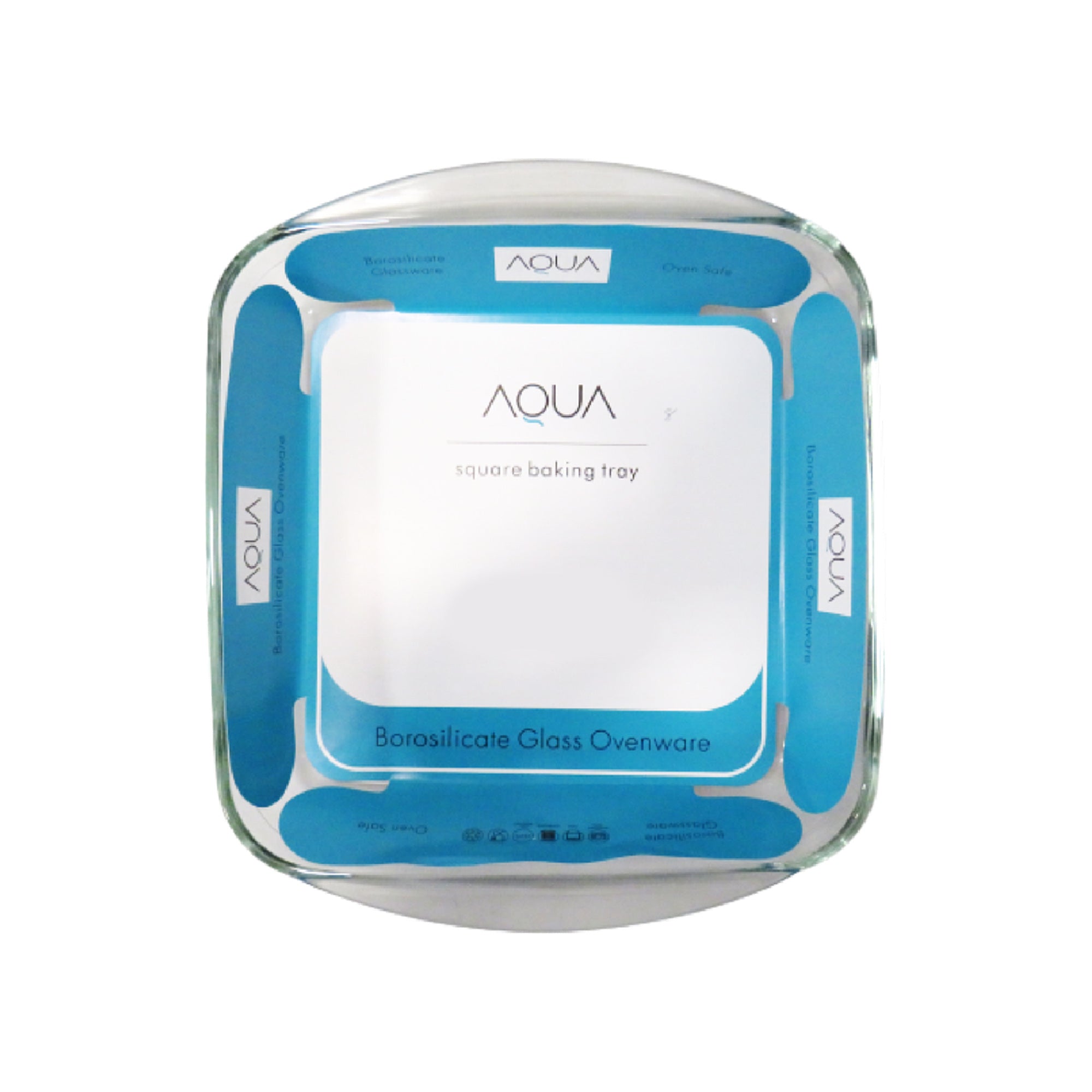 Aqua 1Lt Square Glass Baking Tray Clear
