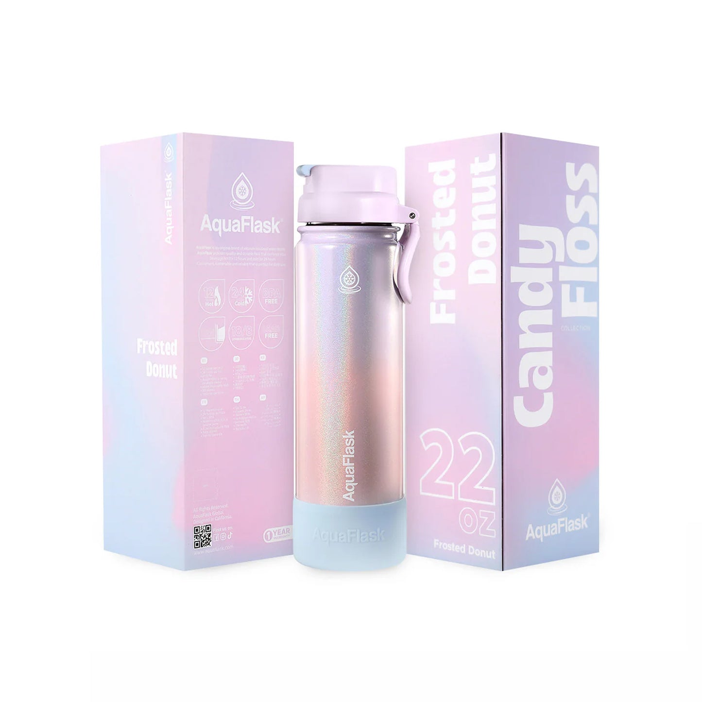 Aquaflask Candy Floss 650ml Flask Frosted Donut