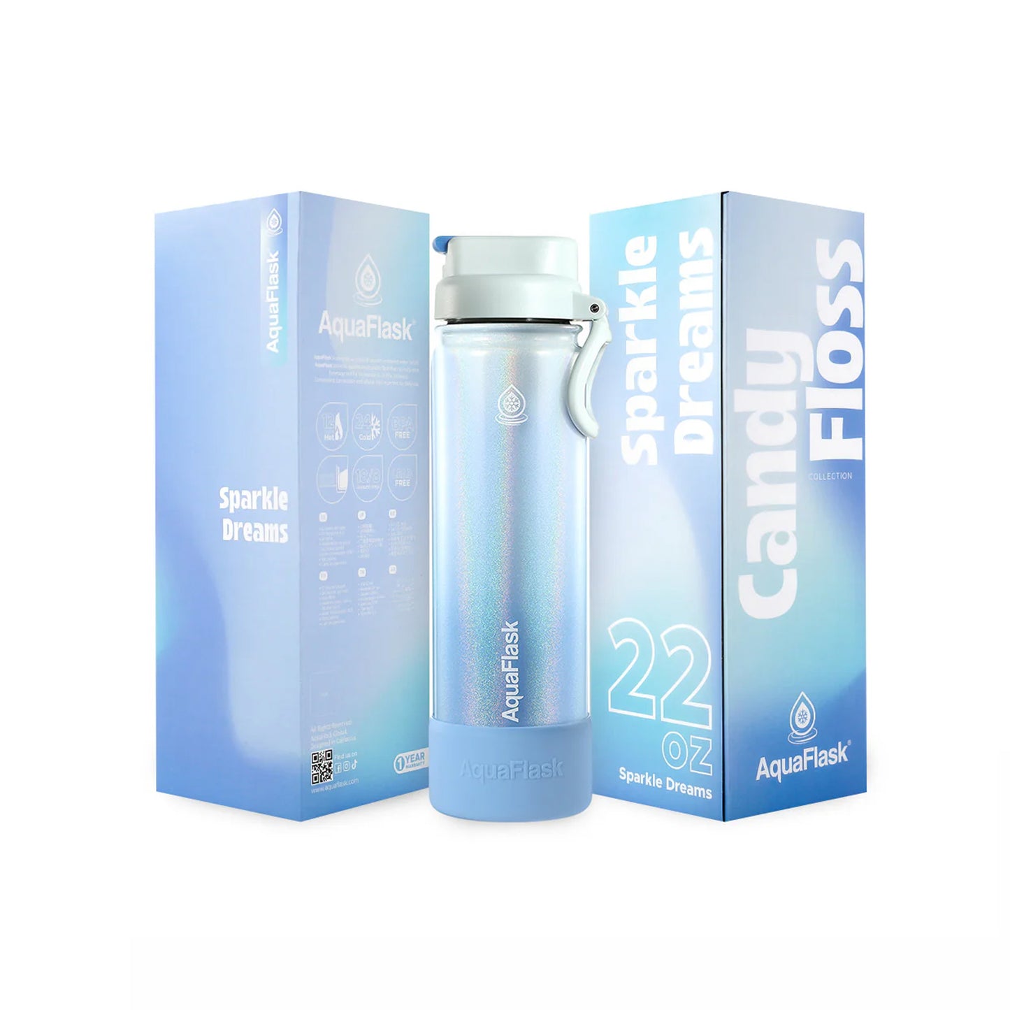 Aquaflask Candy Floss 650ml Flask Sparkle Dreams