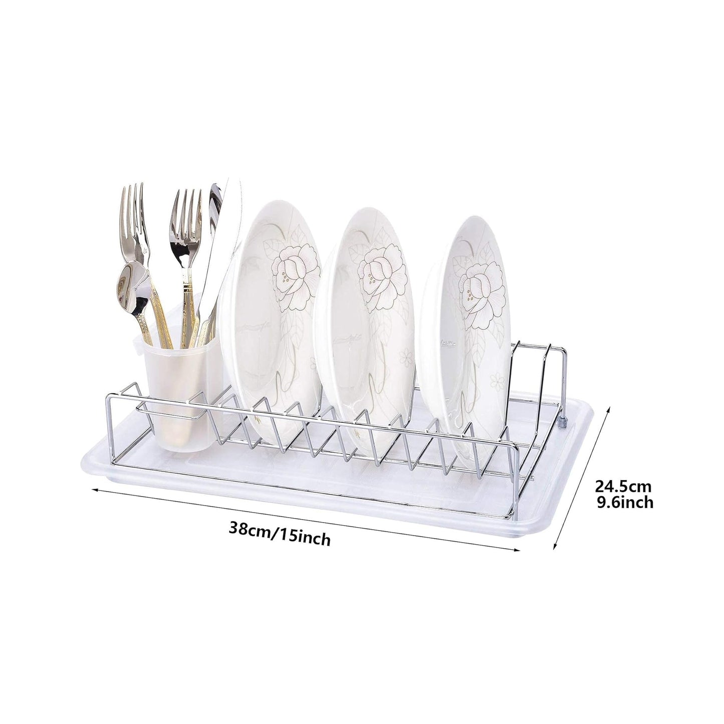 Aqua Chrome Plated Dish Rack Silver & White