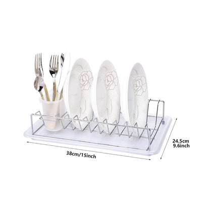 Aqua Chrome Plated Dish Rack Silver & White