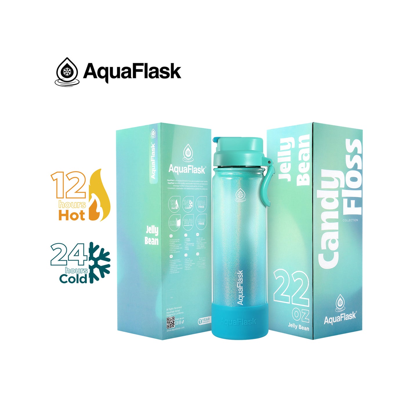 Aquaflask Candy Floss 650ml Flask Jelly Bean