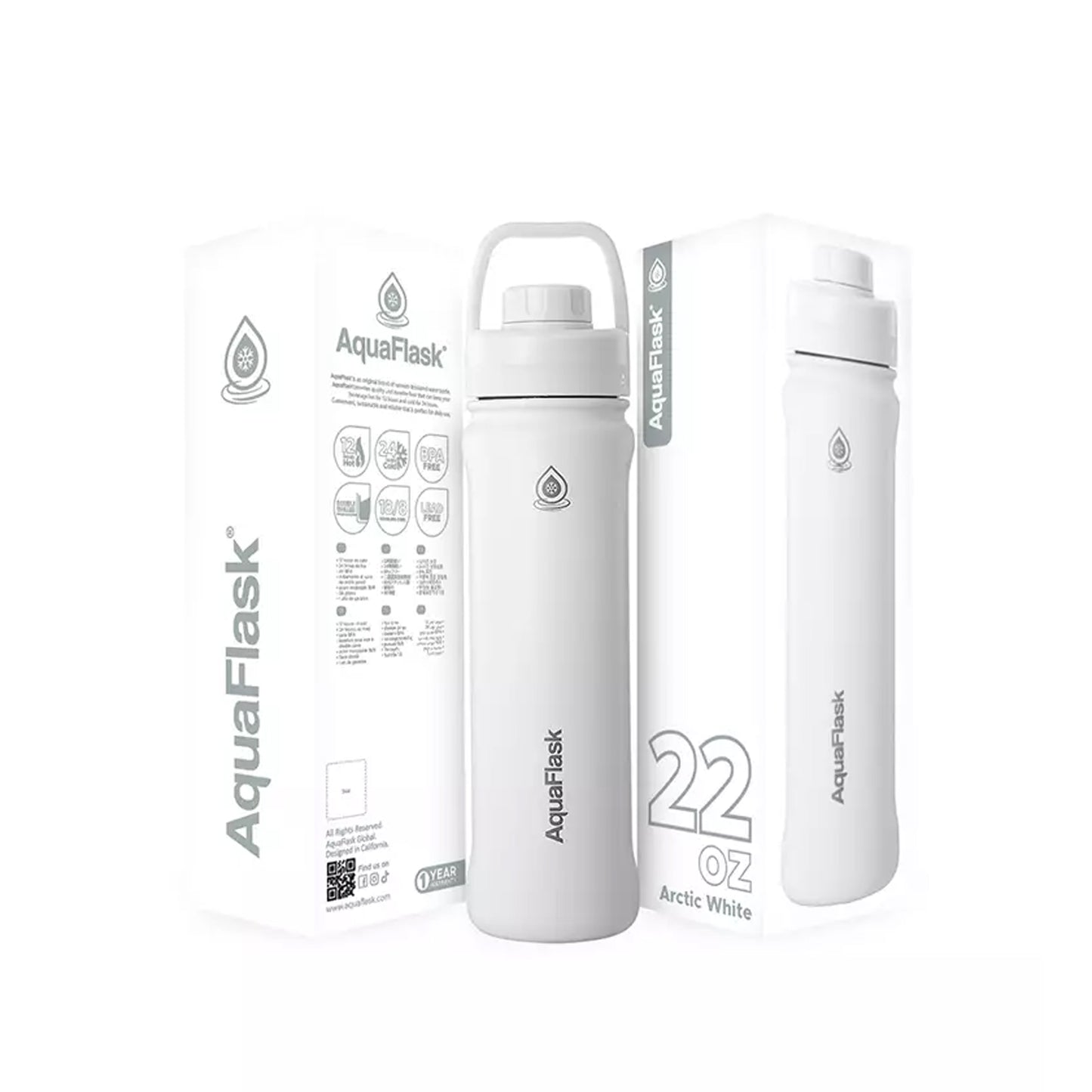 Aquaflask Sport 650ml Flask Arctic White
