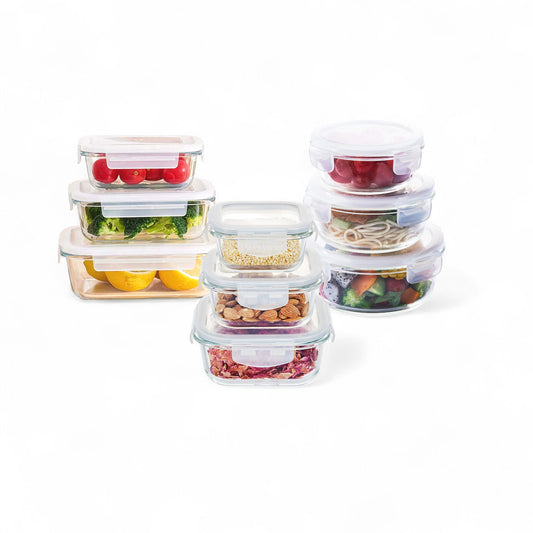 Aqua 9 Piece Glass Storage Container Set Clear