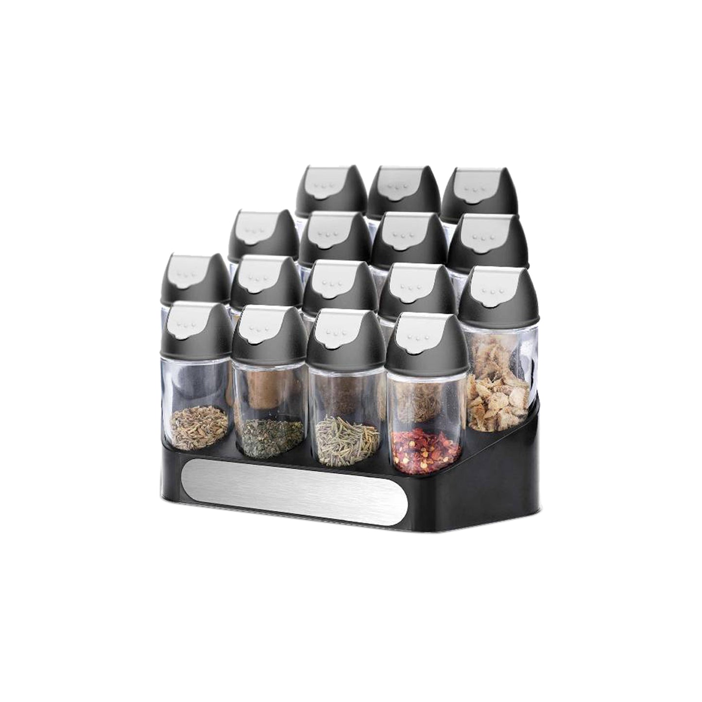 Aqua 16 Piece Spice Rack Black