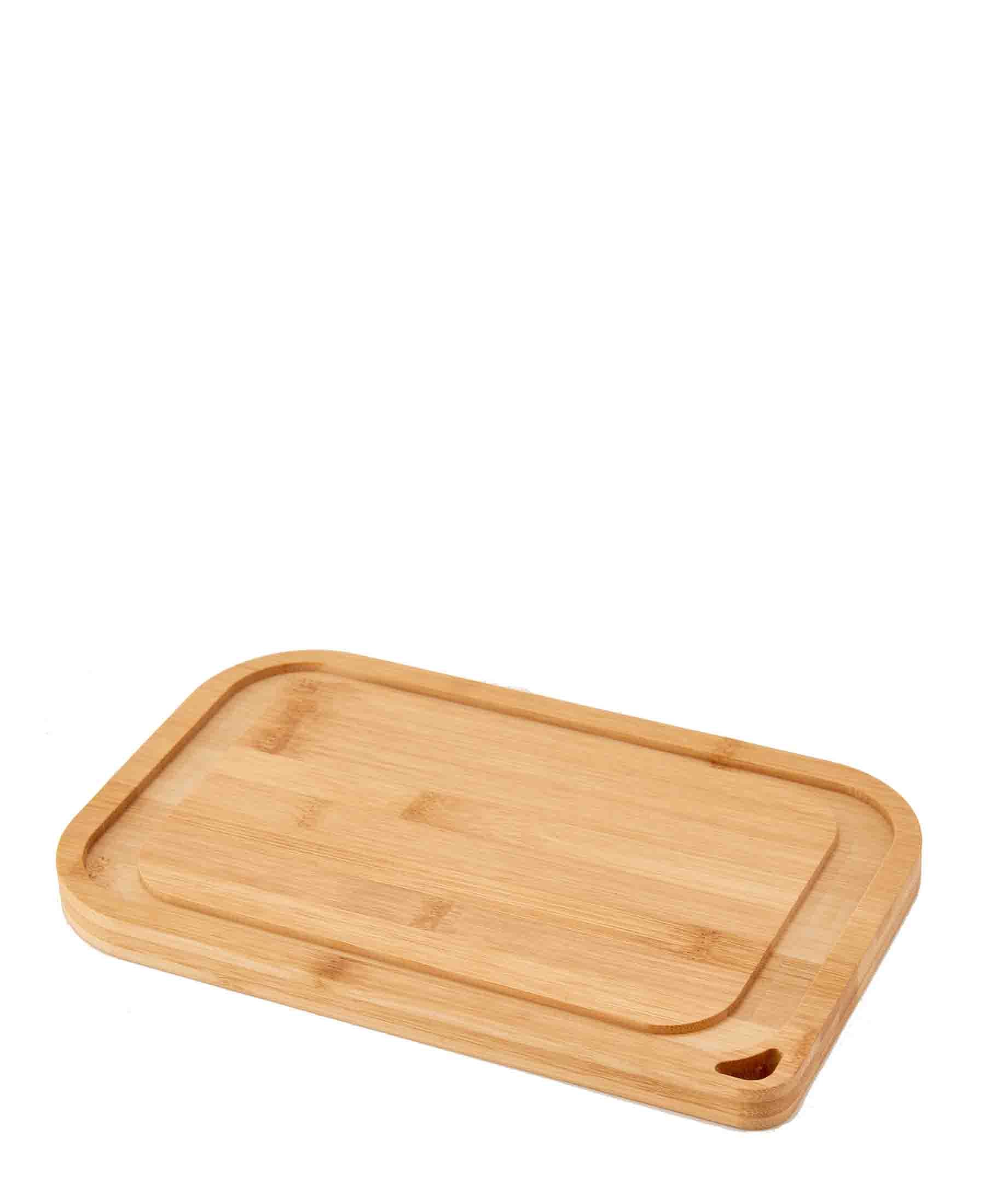 Aqua Rectangular Glass Baking Tray with Bamboo Lid - Clear