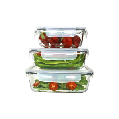 Aqua 3 Piece Rectangular Food Storage Container Set Clear
