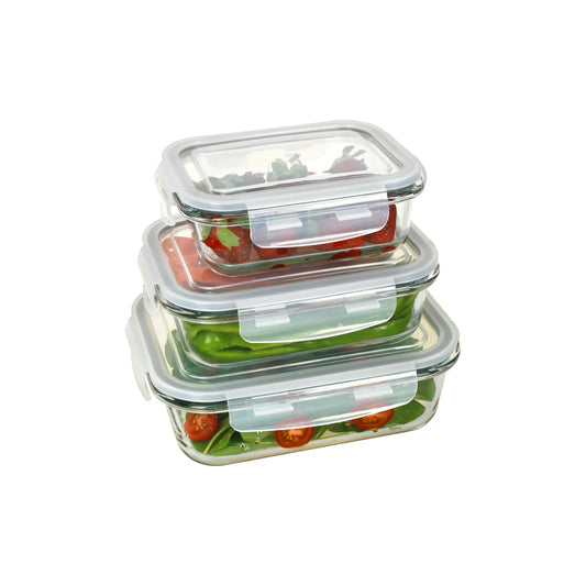 Aqua 3 Piece Rectangular Food Storage Container Set Clear