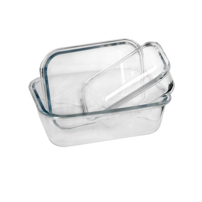 Aqua 3 Piece Rectangular Food Storage Container Set Clear