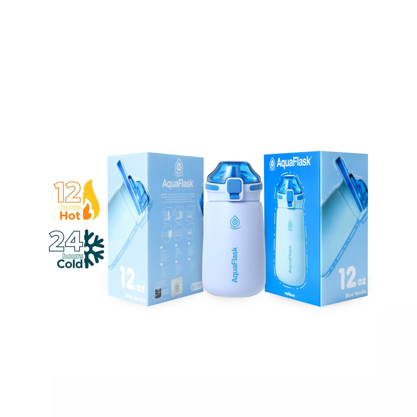 Aquaflask Mallows 355ml Flask Blue Vanilla