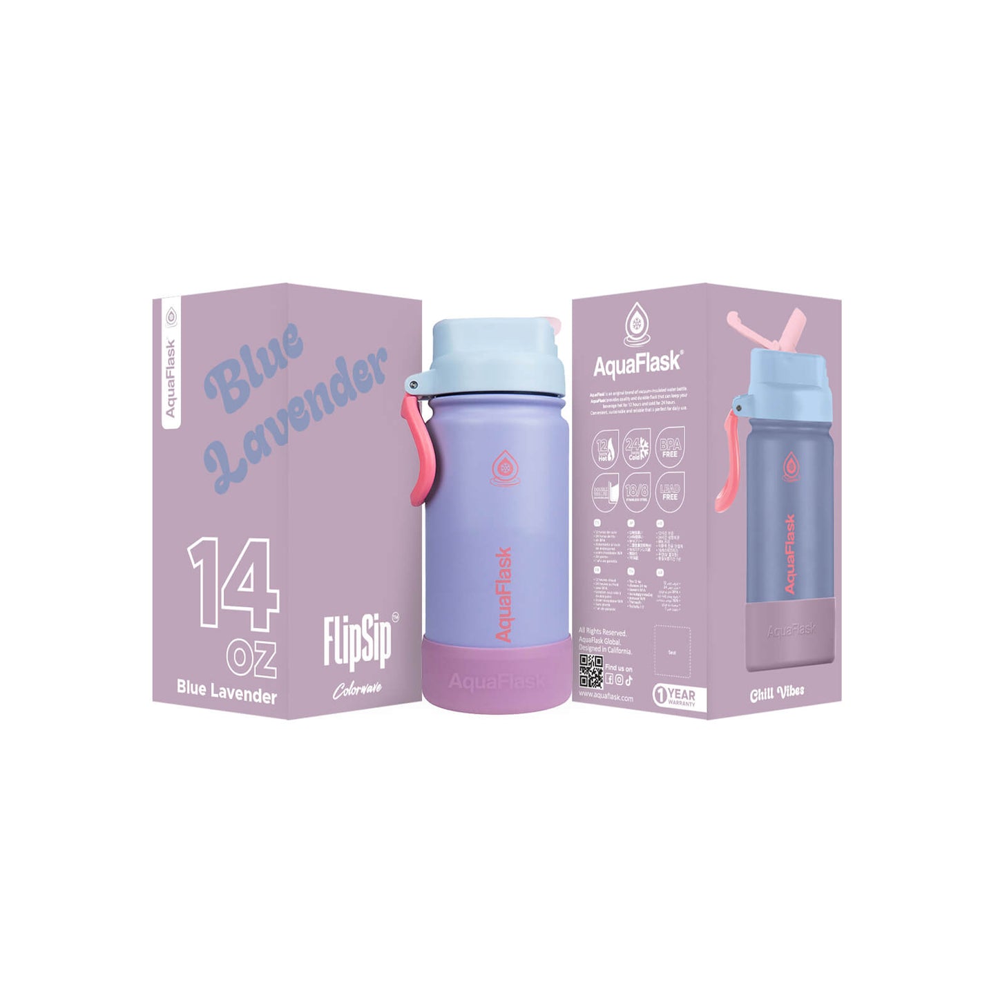 Aquaflask Colorwave 414ml Flipsip Flask Blue Lavender