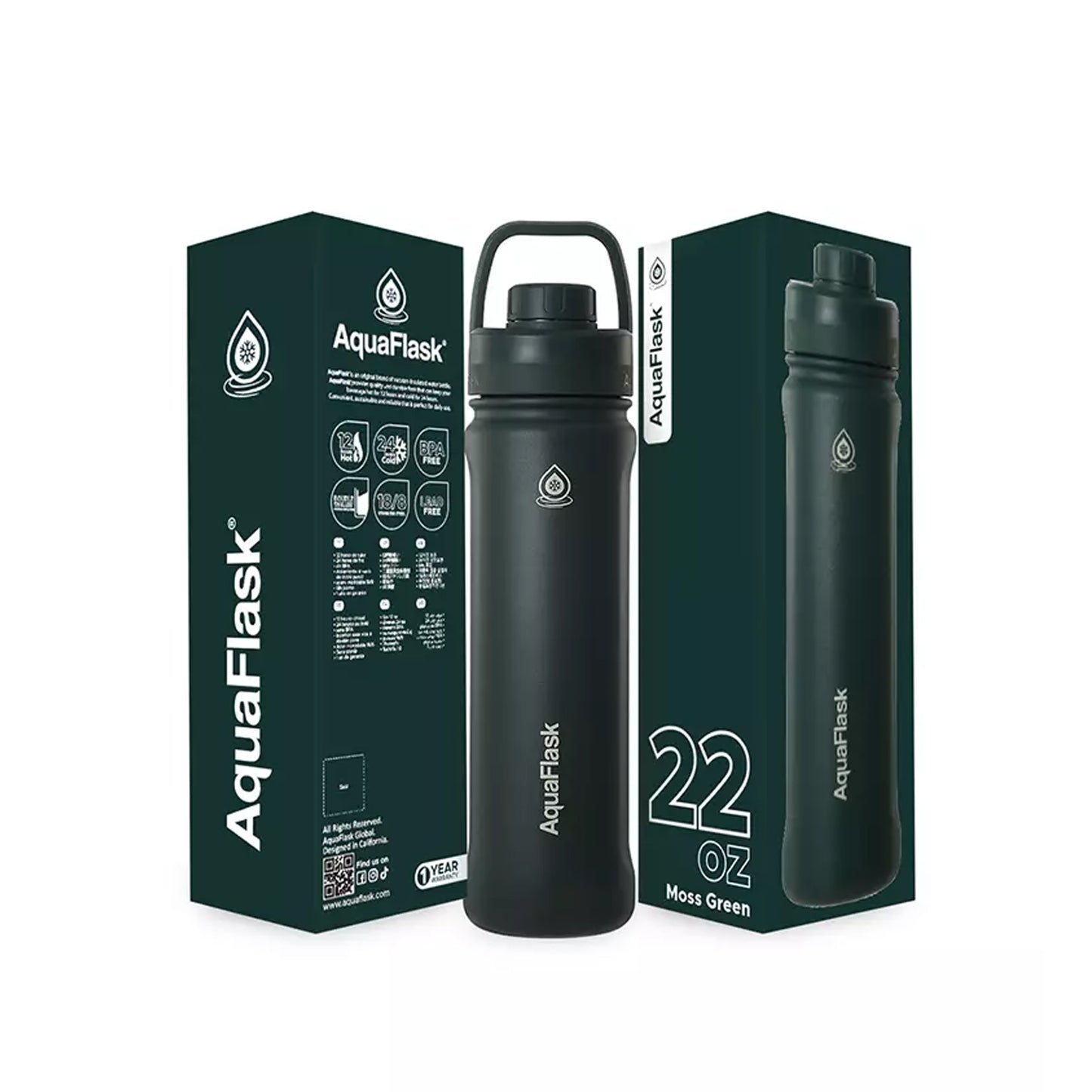 Aquaflask Sport 650ml Flask Moss Green