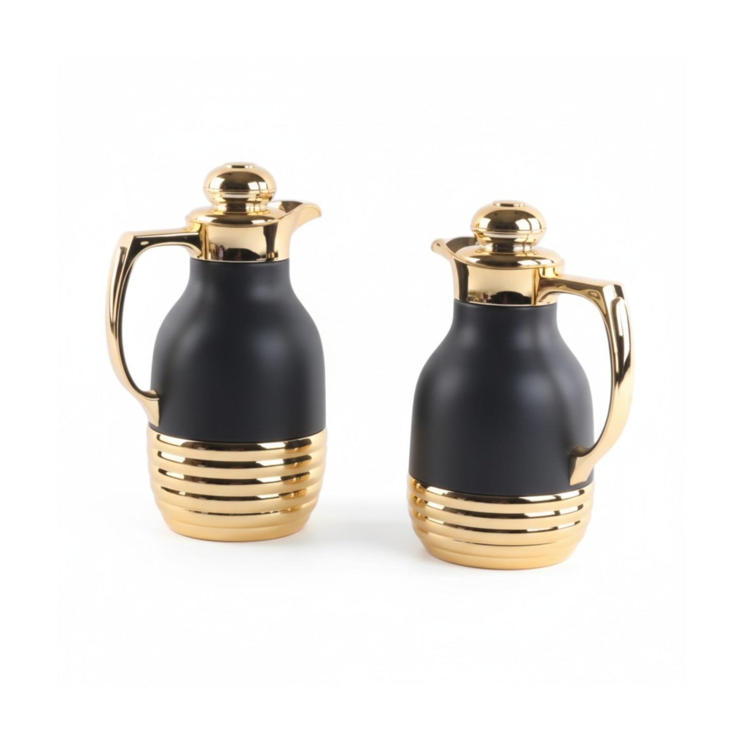 2 Piece Coffee & Tea Thermos Set Black & Gold