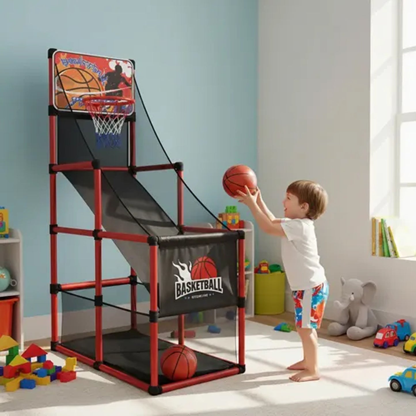 Single Basketball Playset Black & Red