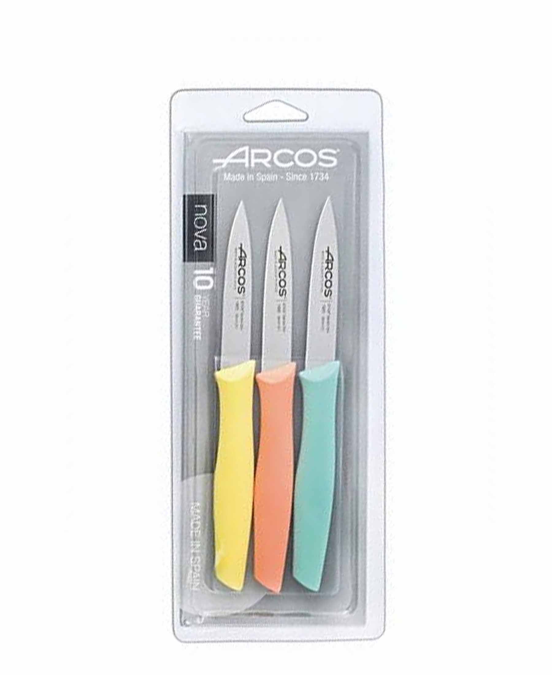 Arcos 3 Piece Nova Pairing Knife Set - Lime, Coral & Mint