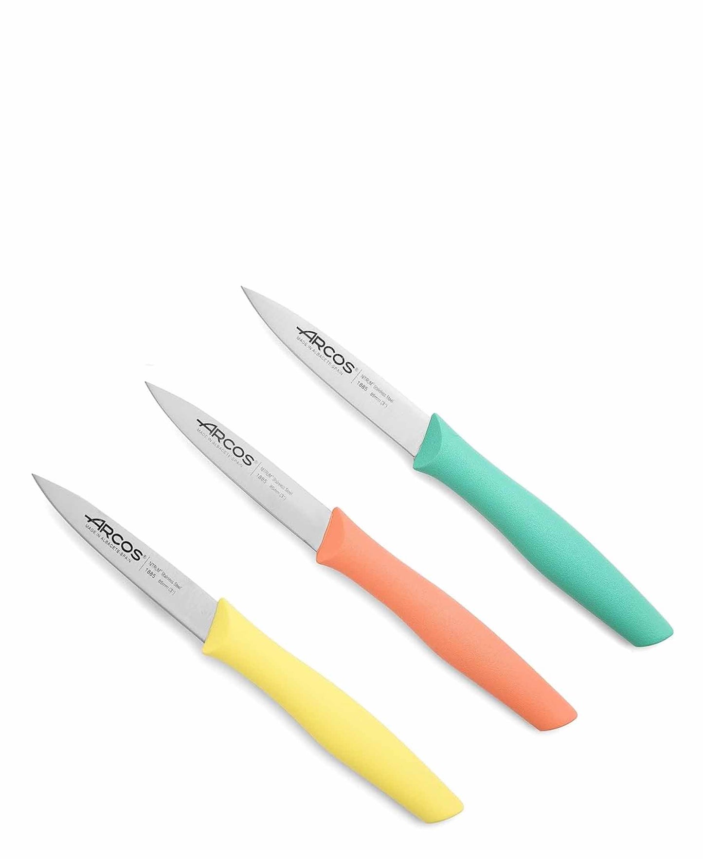 Arcos 3 Piece Nova Pairing Knife Set - Lime, Coral & Mint