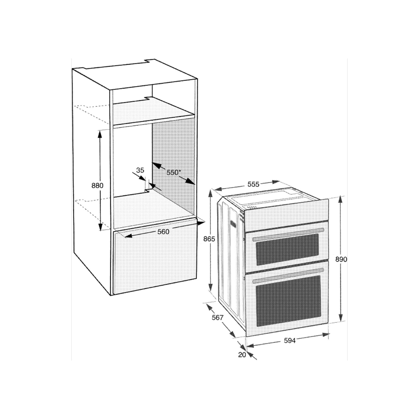 Beko 60cm Built-In Double Oven Inox