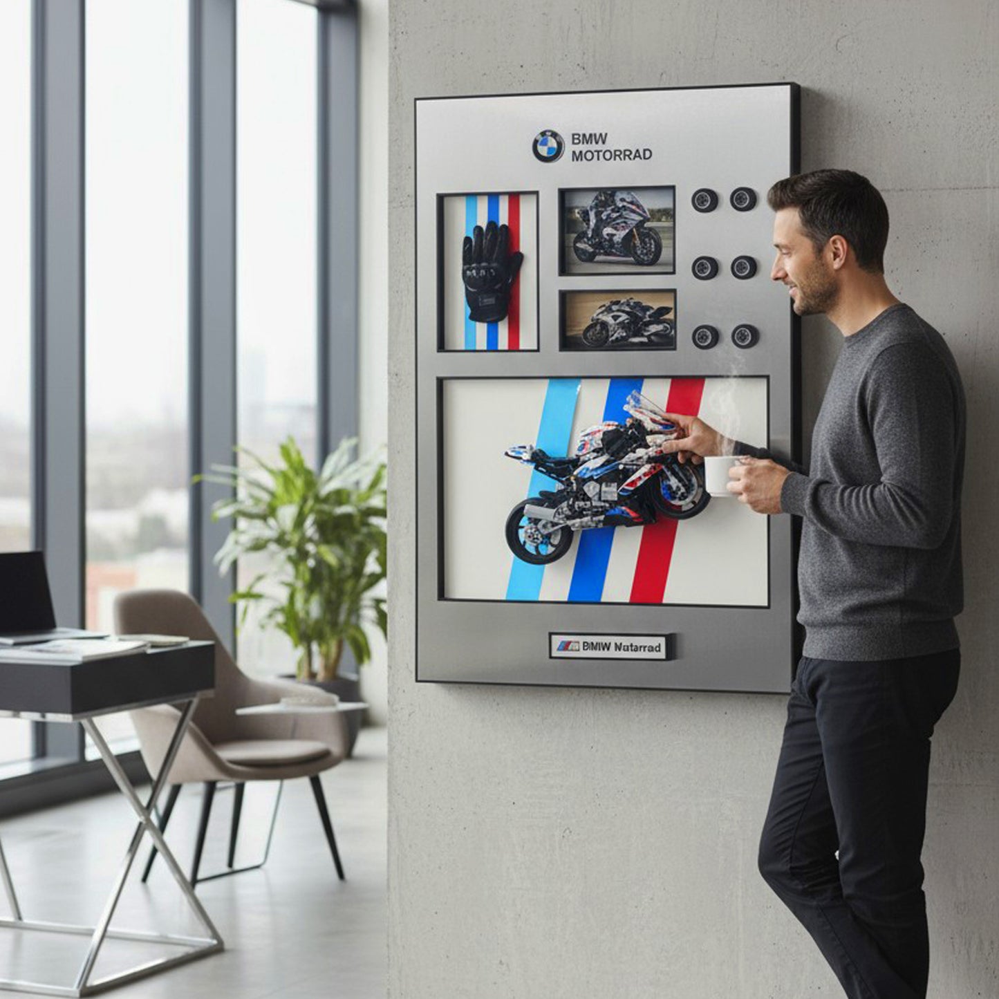 BMW Motorbike Picture Frame Grey