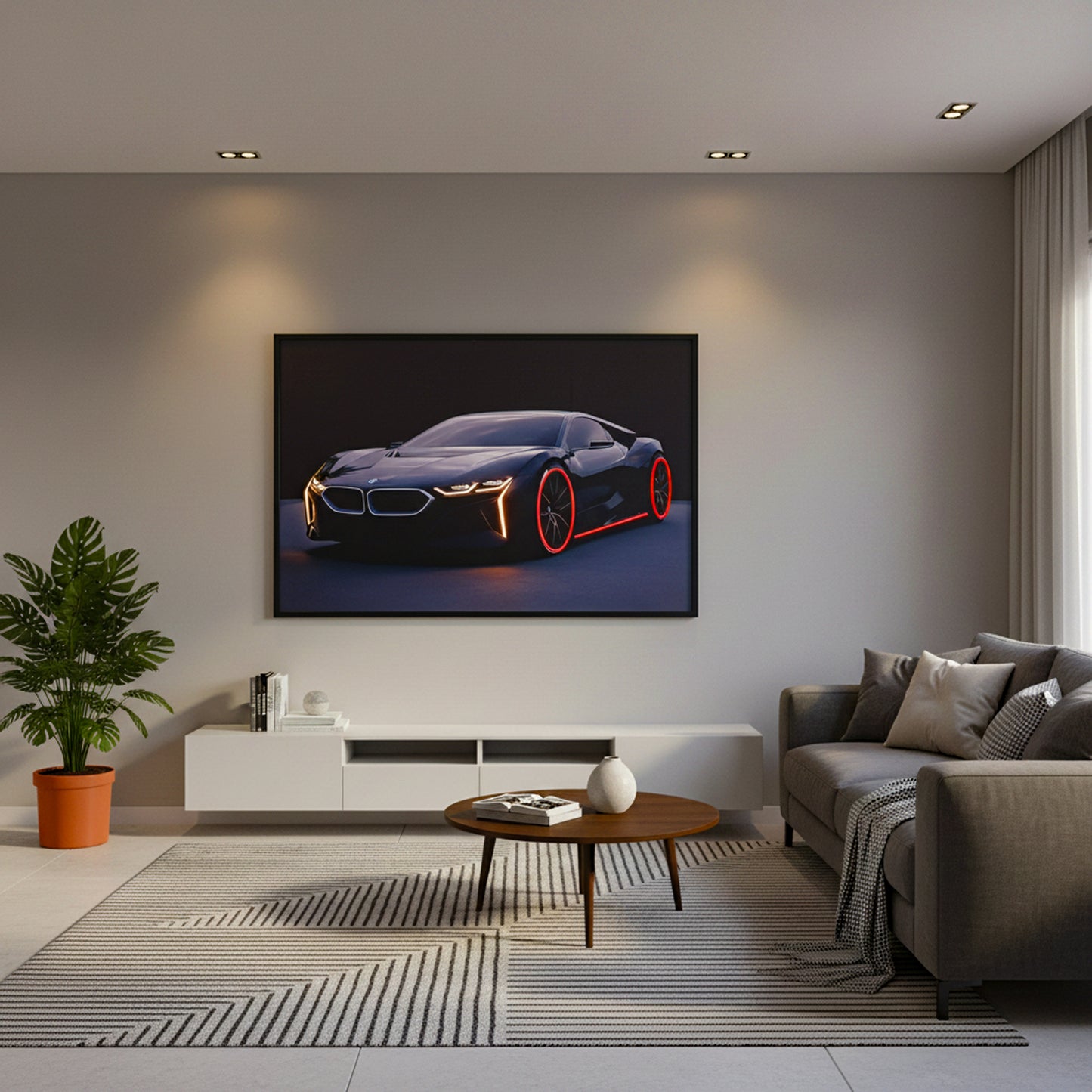 80 x 120cm Car Frame with LED Lights Black & Red