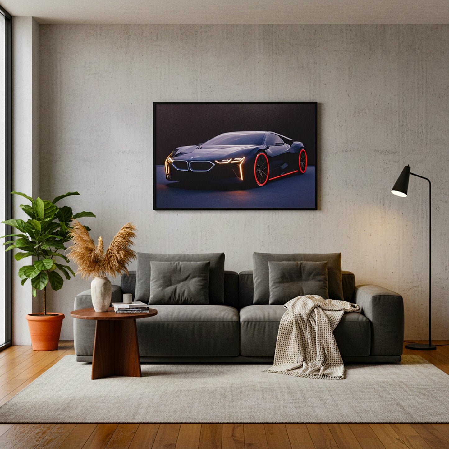 80 x 120cm Car Frame with LED Lights Black & Red