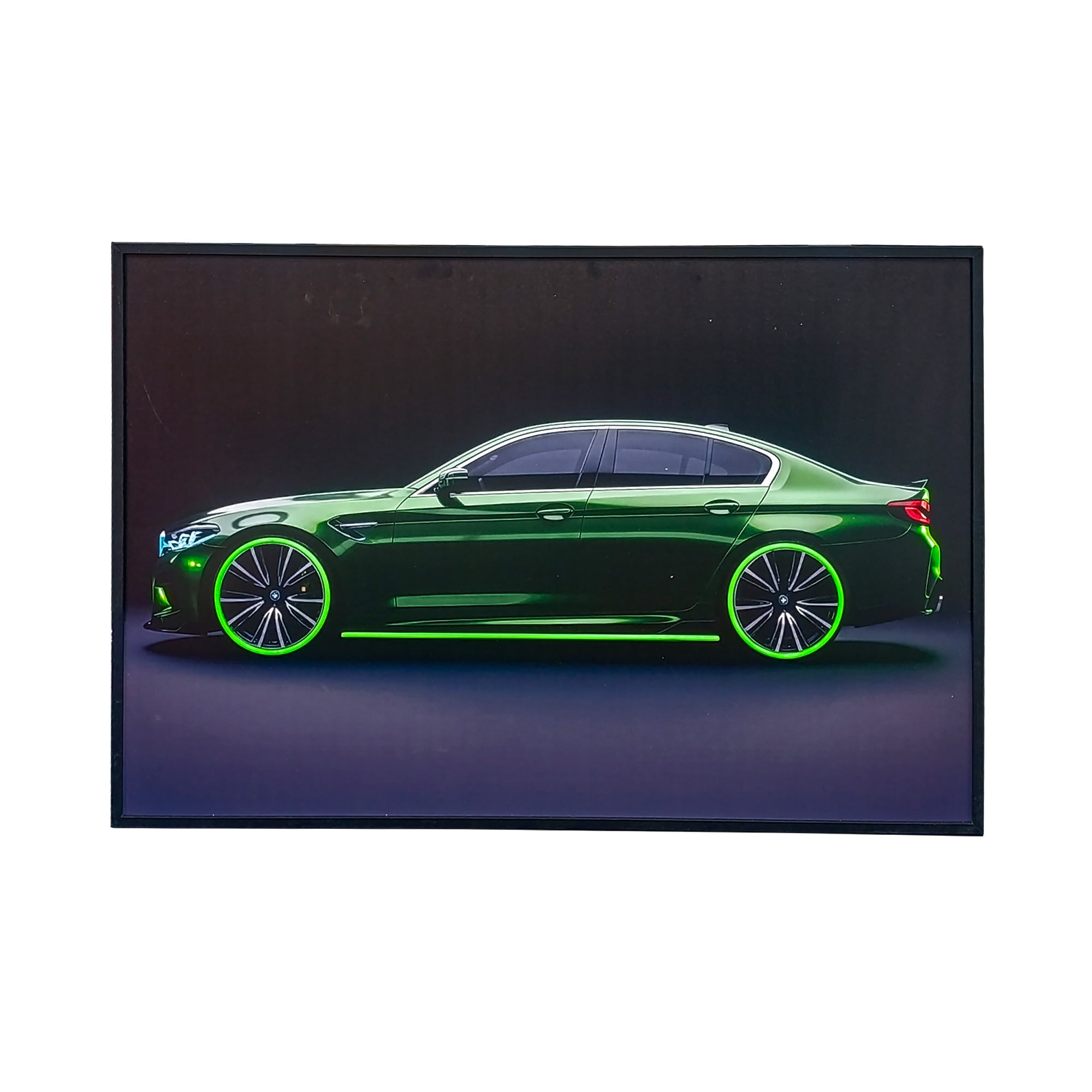 80 x 120cm Car Frame with LED Lights Green – The Culinarium