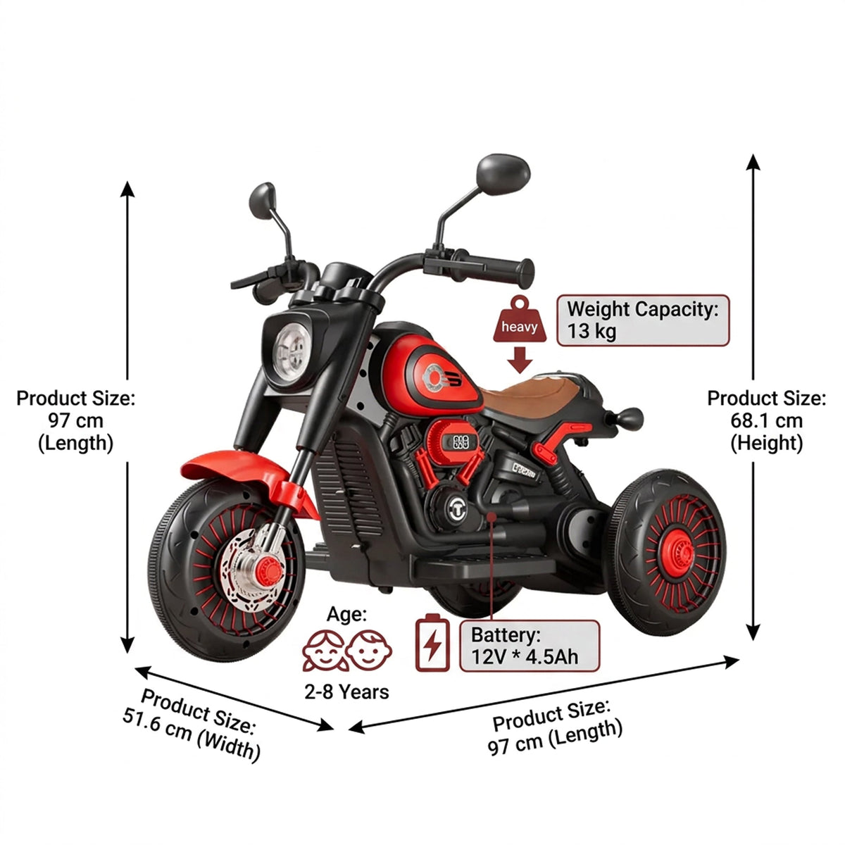 6V Electric Ride-On Toy Motorcycle for Kids - BQP818