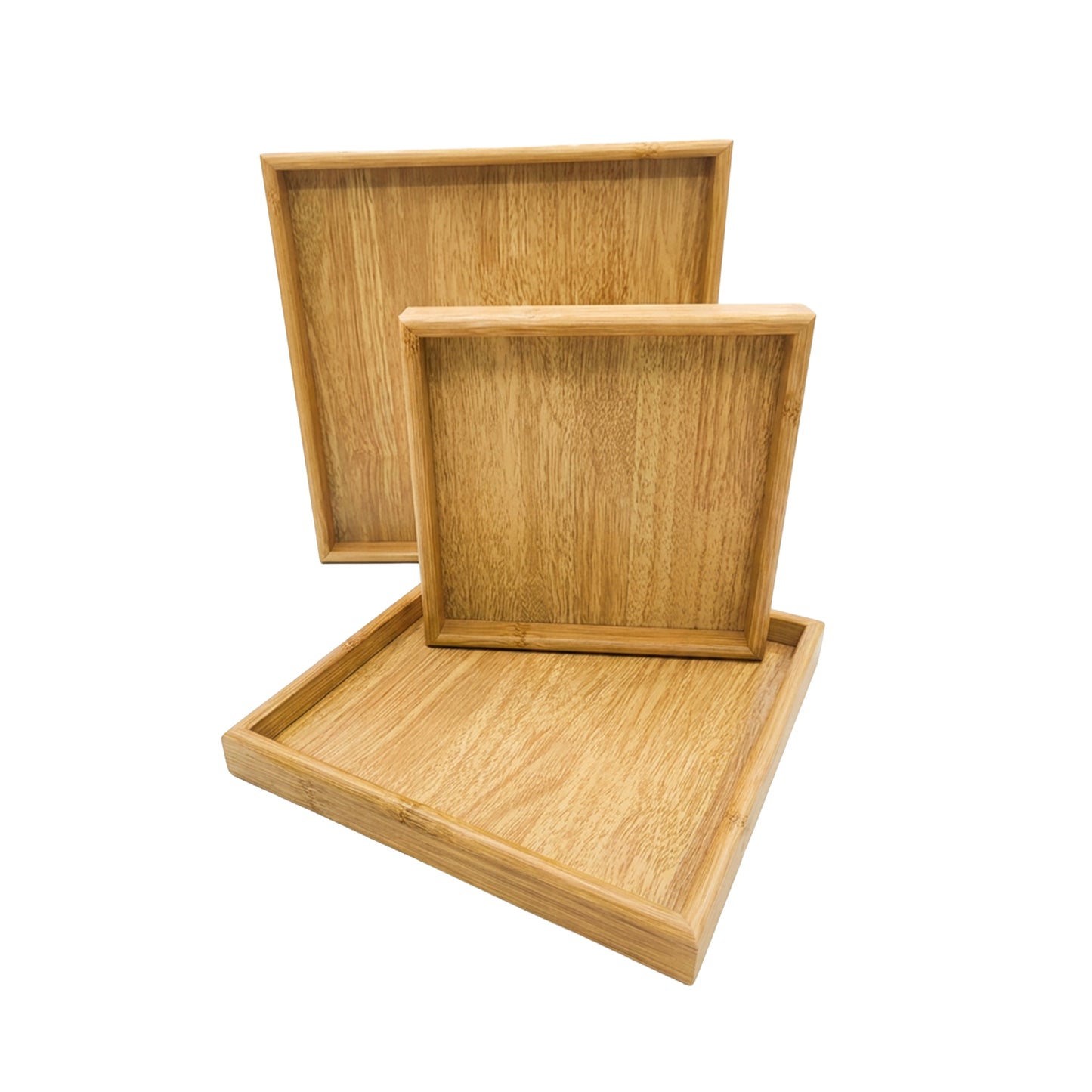 Bamboo 3 Piece Serving Tray Set Brown