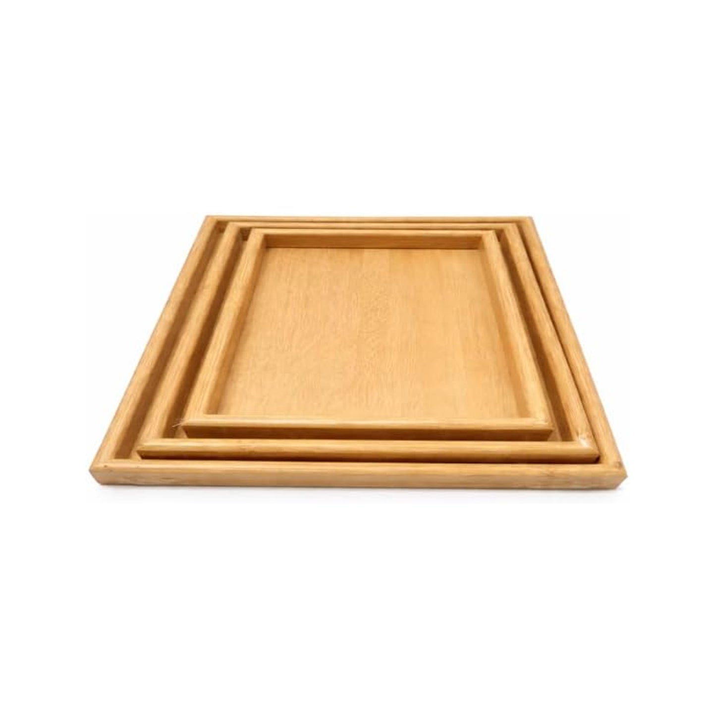 Bamboo 3 Piece Serving Tray Set Brown