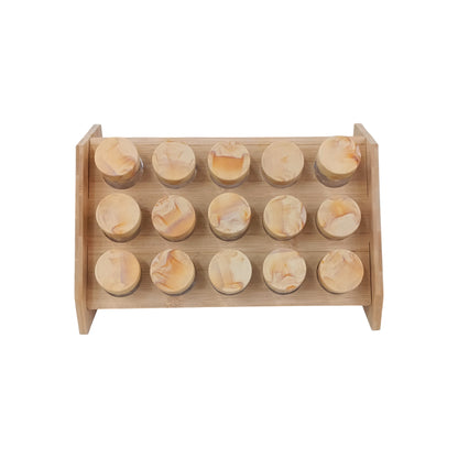 Bamboo Spice Rack with 15 Bottles Brown