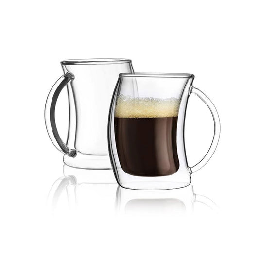 Barista Double Wall Curve Café Latte Coffee Mug 250ml 2pc