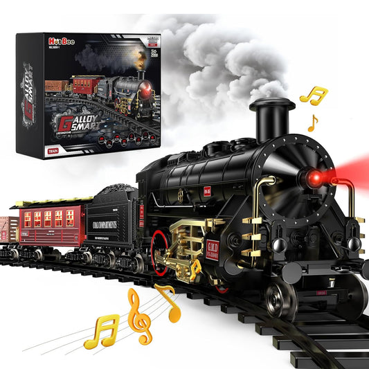 Battery Operated Metal Train Set with Smoke, Light & Sound Black