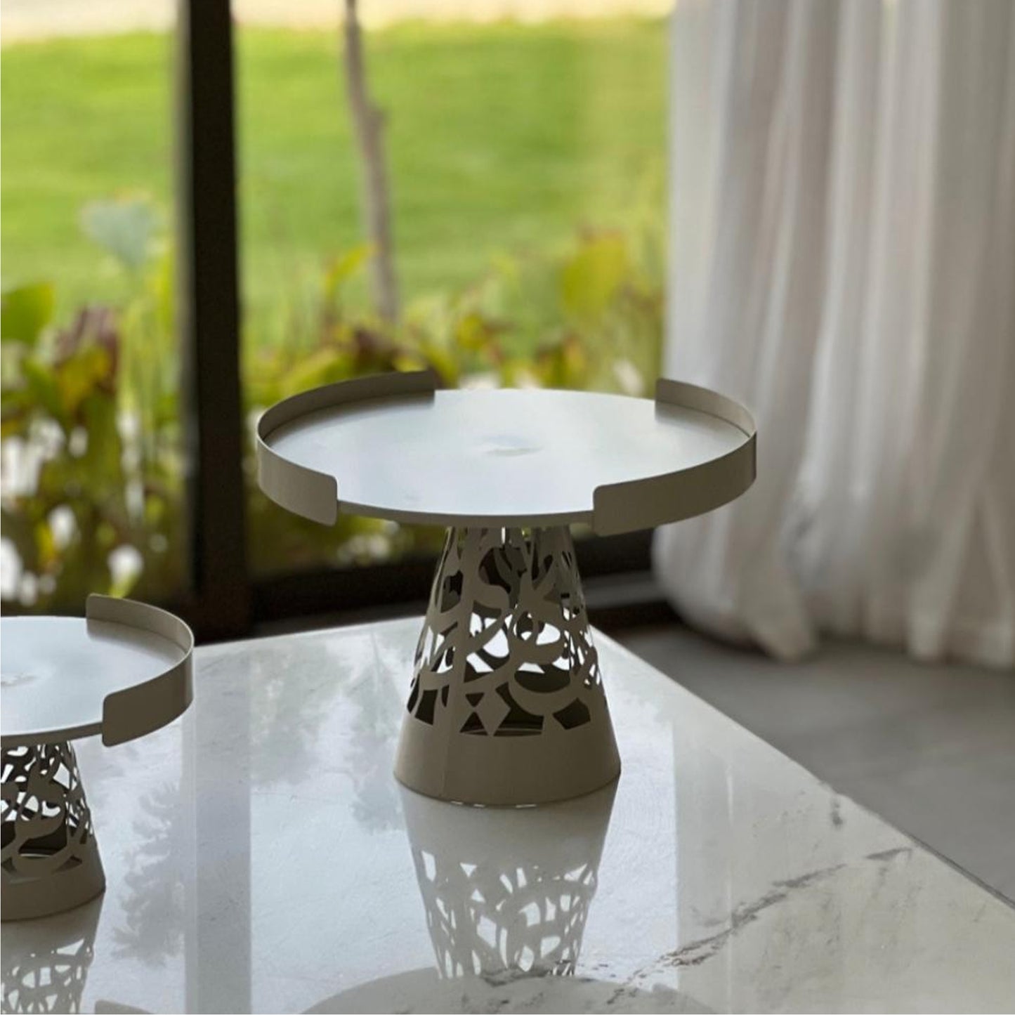 Calligraphy Design Large Cake Stand Cream
