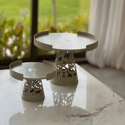 Calligraphy Design Large Cake Stand Cream