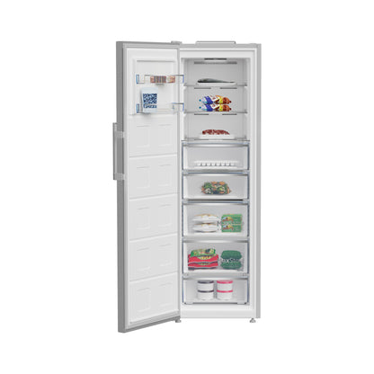 Beko 286L 60cm Upright Freezer Pearl Steel
