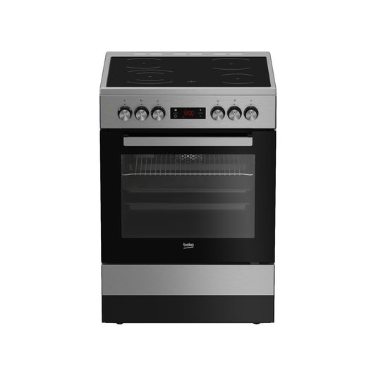 Beko 60cm Multifunction Vitroceramic Freestanding Stove Inox