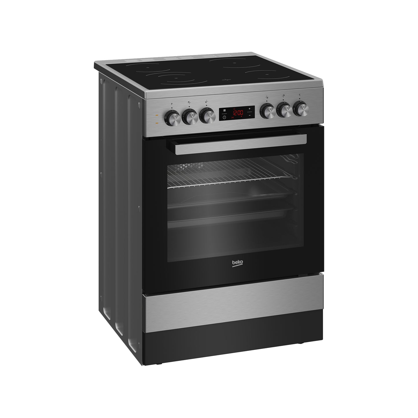 Beko 60cm Multifunction Vitroceramic Freestanding Stove Inox