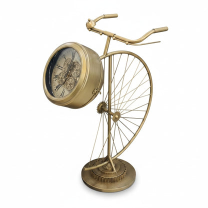 Bicycle Metal Table Clock Gold