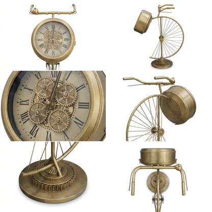 Bicycle Metal Table Clock Gold