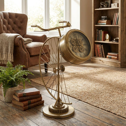 Bicycle Metal Table Clock Gold