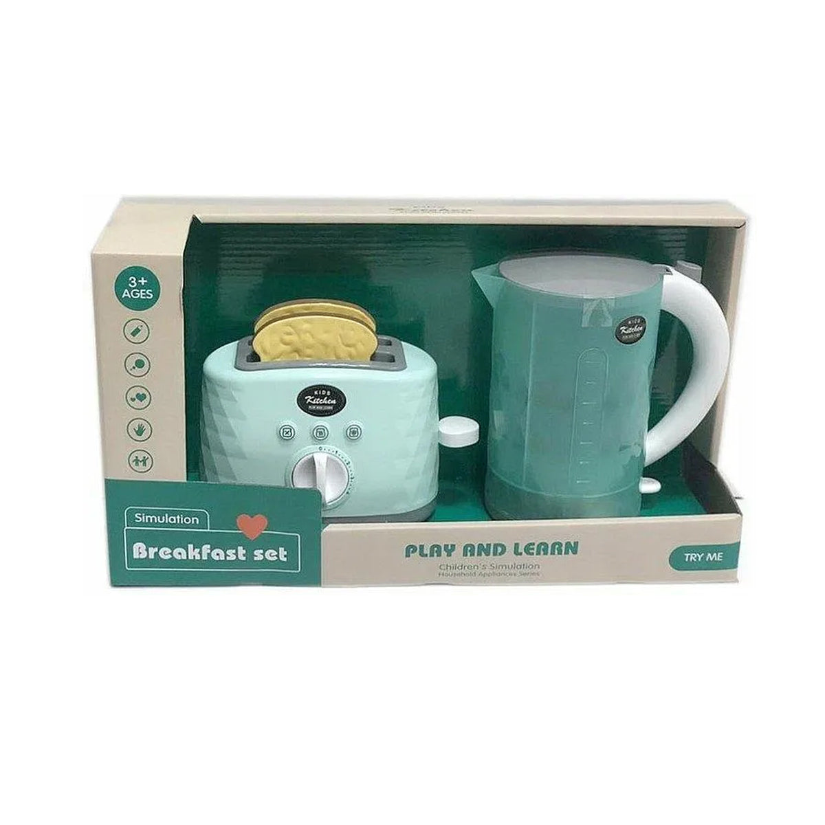 Breakfast Toaster & Kettle Play Set Mint Green