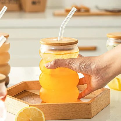 Bubble Design Tumbler with Lid & Straw Clear