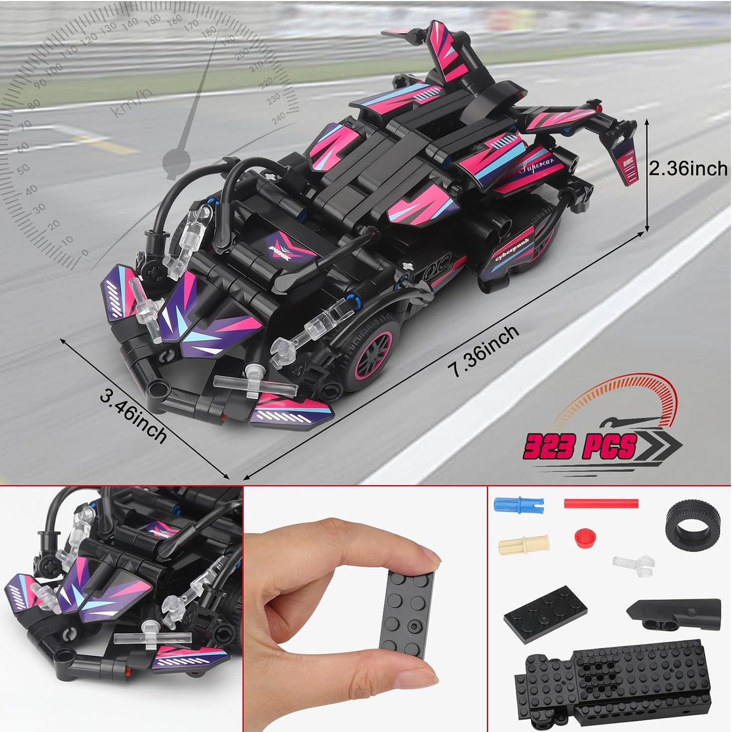RC 323 Piece Car Building Block Set Multicoloured
