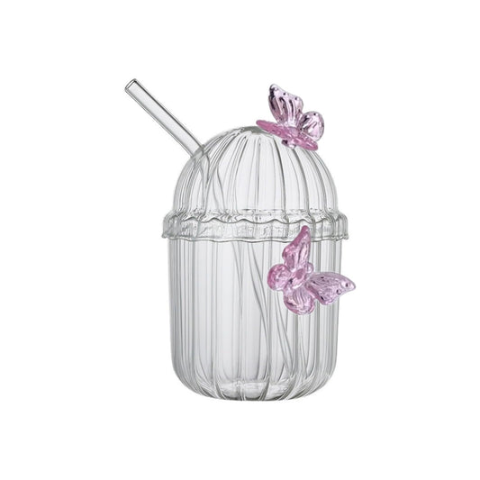 Butterfly Design 400ml Tumbler with Lid Clear