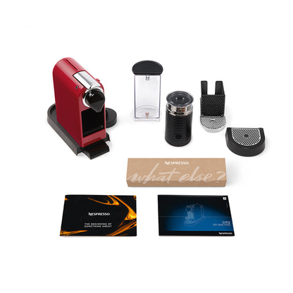 Nespresso Citiz Automatic Espresso Machine With Aeroccino Milk Frother Cherry Red